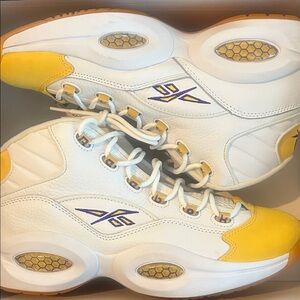 Reebok White and Yellow Athletic Shoes